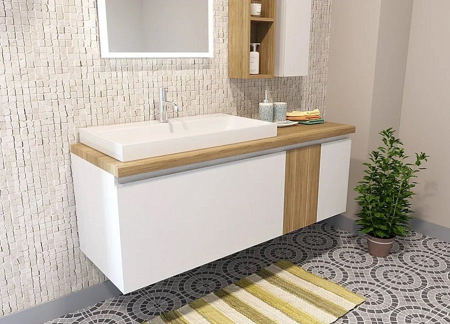 Тумба с раковиной Эстет Malibu 140 белая для ванной в интернет-магазине Sanbest