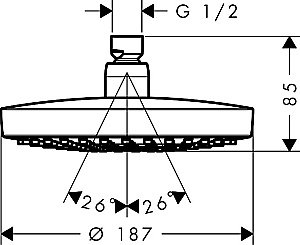 Верхний душ Hansgrohe Croma Select S 180 2jet Хром 26522000 купить в интернет-магазине сантехники Sanbest