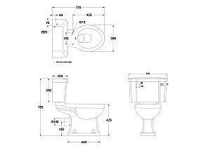 Унитаз Burlington P20 51 безободковый, с бачком, белая ручка смыва купить в интернет-магазине Sanbest