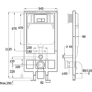 Унитаз подвесной WeltWasser BAMBERG 545+SALZBACH 043 GL-WT+BAMBERG WT белый глянцевый, безободковый, с крышкой микролифт, слив торнадо, с инсталляцией и белой кнопкой купить в интернет-магазине Sanbest
