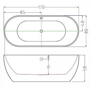 Ванна акриловая Esbano TOKYO ESVATOKYB 170x80 черная, белая купить в интернет-магазине Sanbest