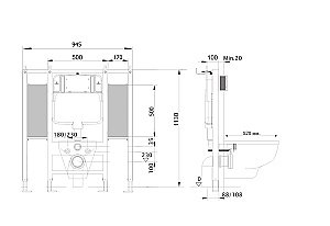 Инсталляция для унитаза Aquatek INS-0000015 с кнопкой KDI-0000026 черная матовая/никель купить в интернет-магазине сантехники Sanbest