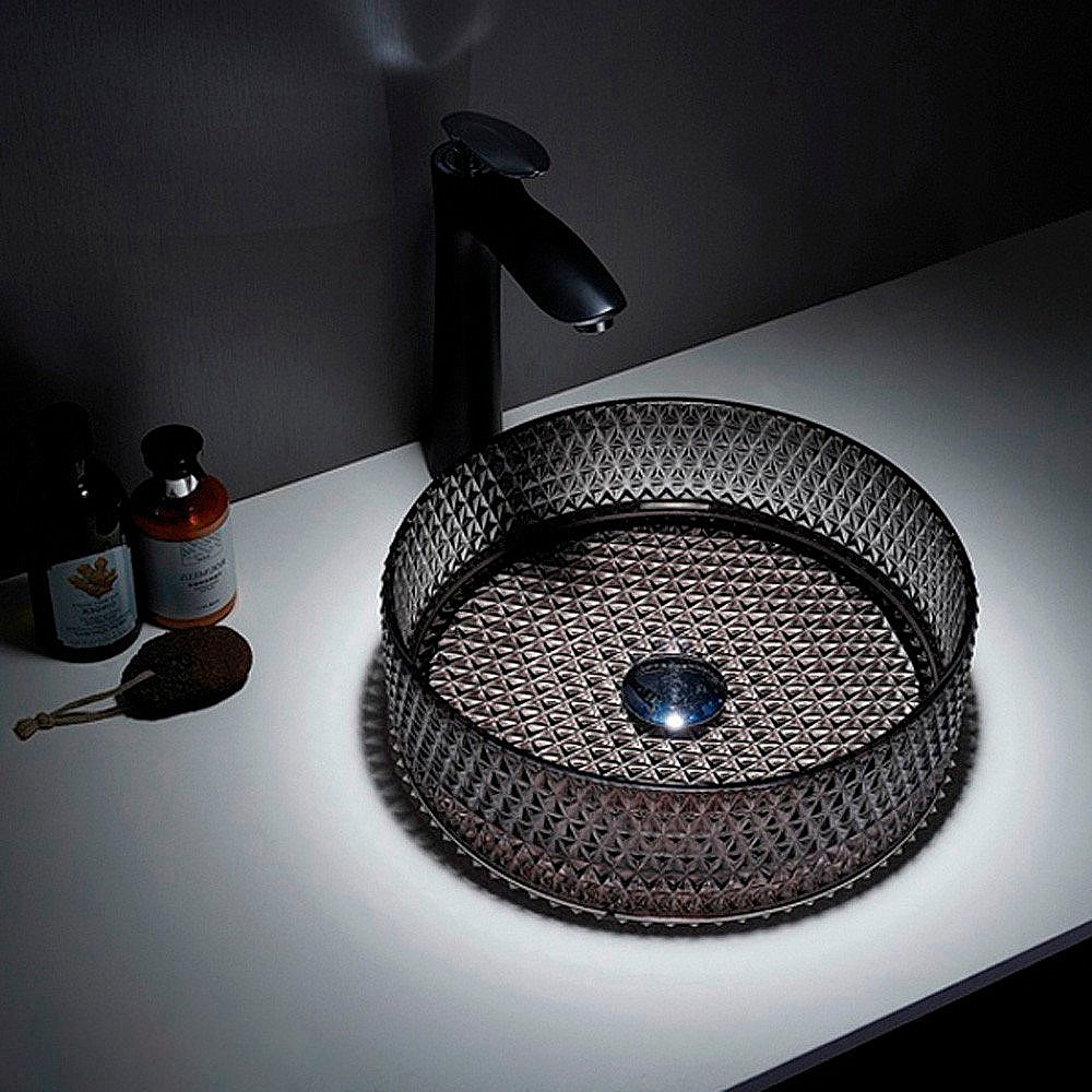 Раковина накладная CeramaLux NC 36 GL03 черная, прозрачная купить в интернет-магазине Sanbest