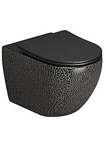 Унитаз подвесной Grossman Color GR-4411BBLS безободковый, с крышкой микролифт, черный матовый с текстурой кожи крокодила купить в интернет-магазине Sanbest