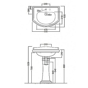 Раковина на пьедестал Kerasan Retro 70 kertig090 белая купить в интернет-магазине Sanbest
