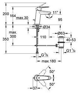 Смеситель для раковины Grohe Eurodisc Cosmopolitan 23049 002 купить в интернет-магазине сантехники Sanbest