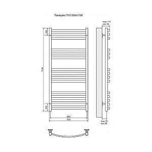 Полотенцесушитель электрический Terminus Палермо П15 500x1136 левый/правый купить в интернет-магазине сантехники Sanbest