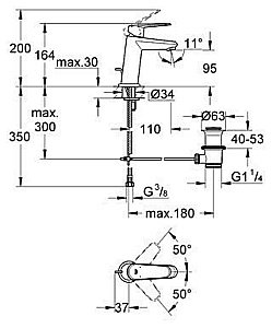 Смеситель для раковины Grohe Eurodisc Cosmopolitan 23049 002 купить в интернет-магазине сантехники Sanbest