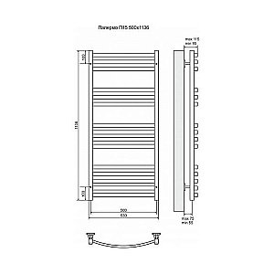 Полотенцесушитель электрический Terminus Палермо П15 500x1136 левый/правый купить в интернет-магазине сантехники Sanbest