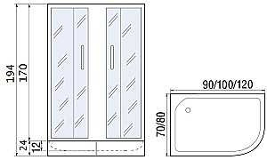 Душевой уголок без поддона River DON 90/70/24 MT купить в интернет-магазине Sanbest