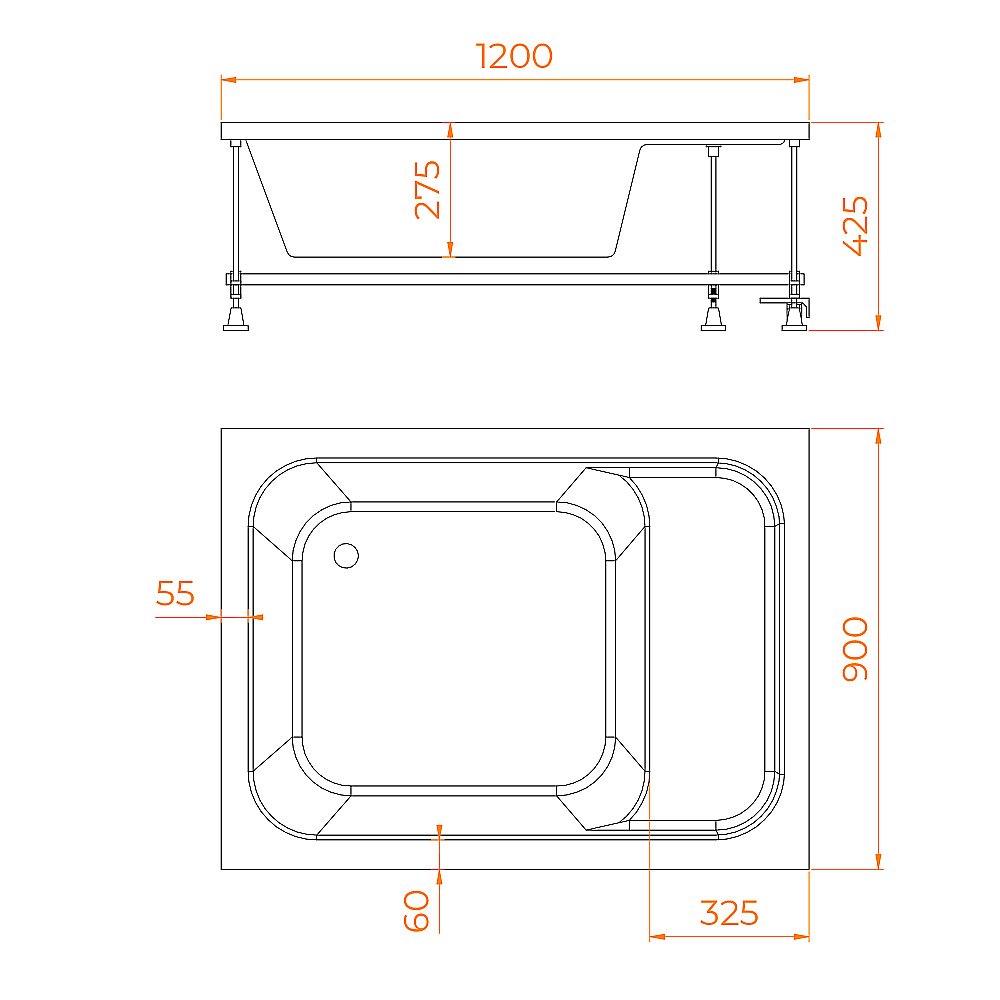 Душевой поддон RGW Acryl BC/L 16180692-91 90x120 белый купить в интернет-магазине Sanbest