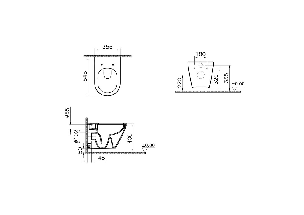 Унитаз Vitra INTEGRA ROUND 7041B003-0075 безободковый, белый купить в интернет-магазине Sanbest