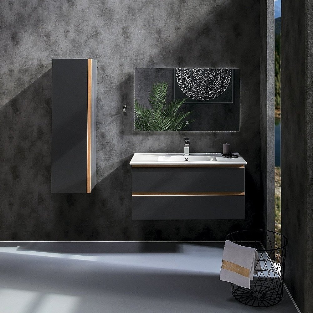 Тумба с раковиной Armadi Art Capolda 100 антрацит для ванной в интернет-магазине Sanbest