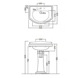 Раковина с пьедесталом Kerasan Retro 69x52 с 1 отверстием купить в интернет-магазине Sanbest