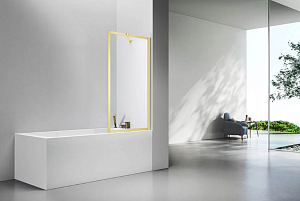 Шторка для ванны Veconi Walk In 90 PL85G-90-01-C7 стекло прозрачное/профиль брашированное золото купить в интернет-магазине Sanbest