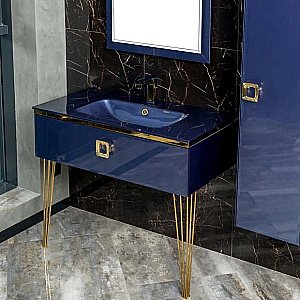 Консоль с раковиной Armadi Art LUCIDO 770-100-BL 100 насыщенный синий для ванной в интернет-магазине сантехники Sanbest