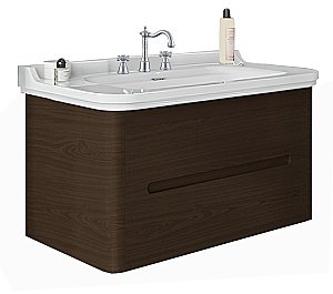 Тумба с раковиной Kerasan Waldorf 925546 100 темный орех с 3 отверстиями/заглушка хром для ванной в интернет-магазине Sanbest