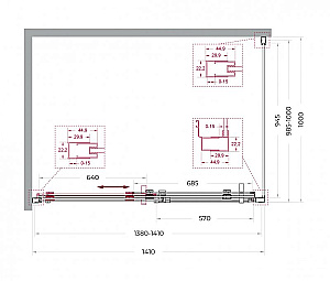 Душевой уголок BelBagno Marino 2-AH-1 140x100 стекло прозрачное/профиль оружейная сталь купить в интернет-магазине Sanbest
