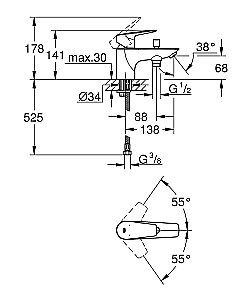Смеситель для ванны Grohe BauEdge 23562001 хром купить в интернет-магазине сантехники Sanbest