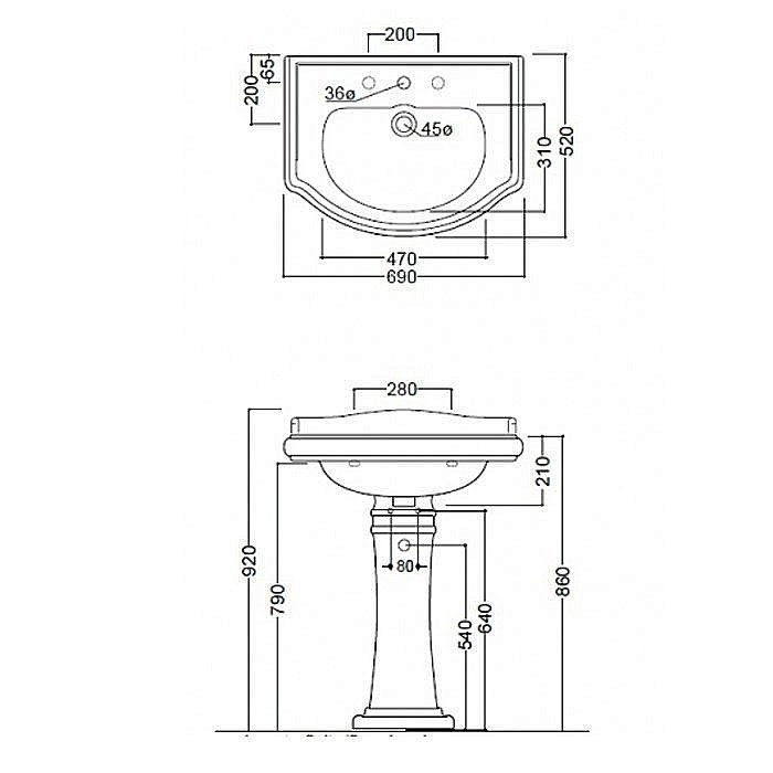 Раковина на пьедестале Kerasan Retro 70 kertig089 белая купить в интернет-магазине Sanbest