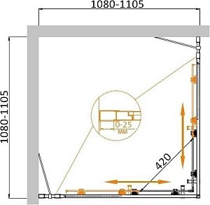 Душевой уголок Cezares MOLVENO A-22-80+30 прозрачный 110x110 купить в интернет-магазине Sanbest