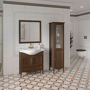 Тумба с раковиной Caprigo Lion 80 две двери 1 ящик, античный орех для ванной в интернет-магазине Sanbest