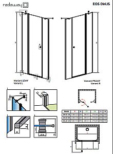Душевая дверь Radaway Eos DWJS II 130 стекло прозрачное/профиль хром купить в интернет-магазине Sanbest