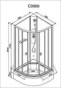 Душевая кабина AvaCan C Серия C3090 N 90х90 без крыши купить в интернет-магазине Sanbest