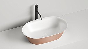 Раковина накладная Salini Mona 110821MRH 60 из искусственного камня S-Stone, белая матовая, цвет по RAL снаружи купить в интернет-магазине Sanbest