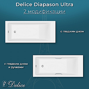 Ванна с узким бортом Delice Diapason DLR330052RB-G 180х80 белая/ручки черные купить в интернет-магазине Sanbest