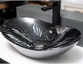 Раковина накладная CeramaLux NC 60,5 7404BM черный мрамор купить в интернет-магазине Sanbest