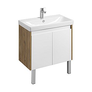 Тумба с раковиной Акватон Сканди Сканди Doors 80 белая/дуб рустикальный для ванной в интернет-магазине Sanbest