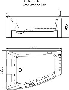 Ванна акриловая Orans OLS-BT-65100X 170х120 белая с гидромассажем купить в интернет-магазине Sanbest