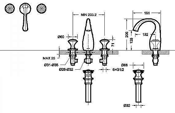 Смеситель для раковины Bravat Swan Gold F24287G-ENG купить в интернет-магазине сантехники Sanbest