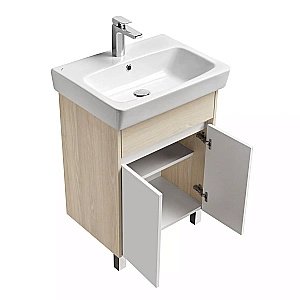 Тумба с раковиной Акватон Верди 60 Н белая/ясень фабрик для ванной в интернет-магазине Sanbest