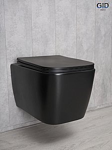 Унитаз подвесной Gid Tr2140Bm черный матовый, безободковый, с крышкой микролифт купить в интернет-магазине Sanbest