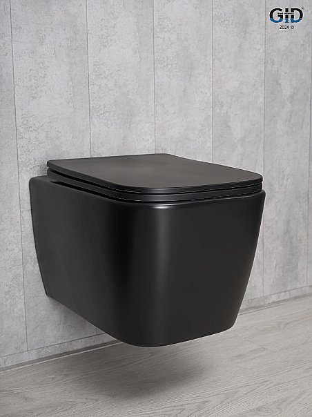 Унитаз подвесной Gid Tr2140Bm черный матовый, безободковый, с крышкой микролифт купить в интернет-магазине Sanbest
