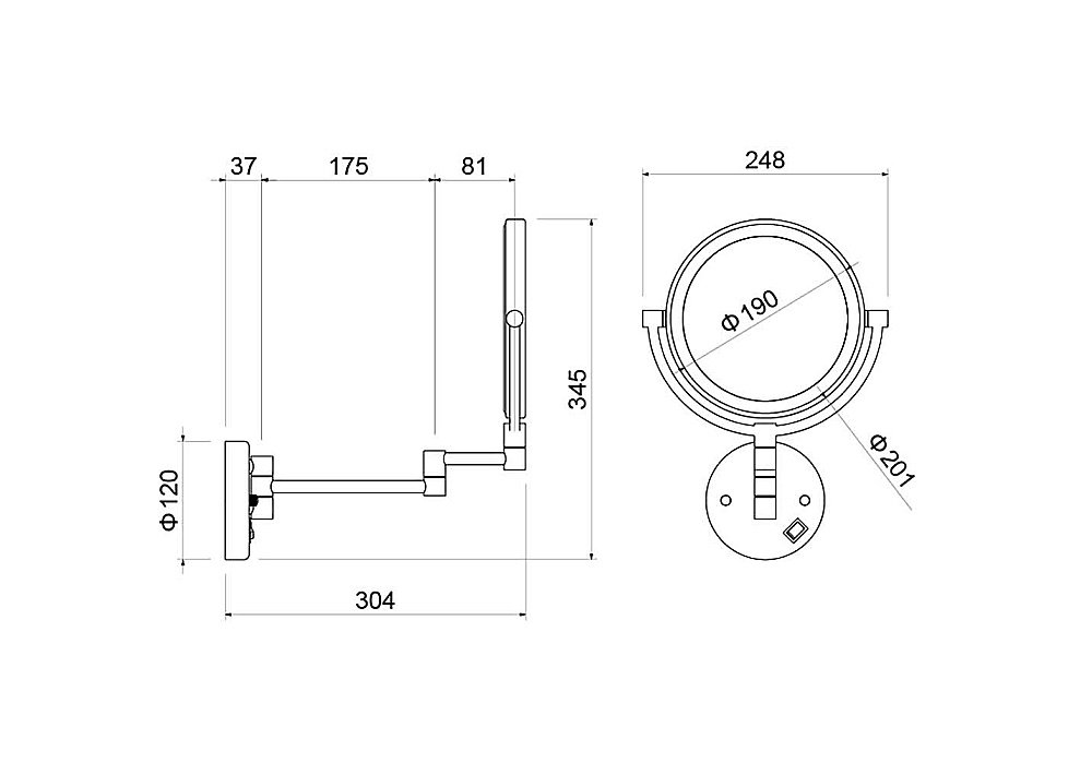 Зеркало косметическое Aquatek AQ4915BGM оружейная сталь купить в интернет-магазине сантехники Sanbest