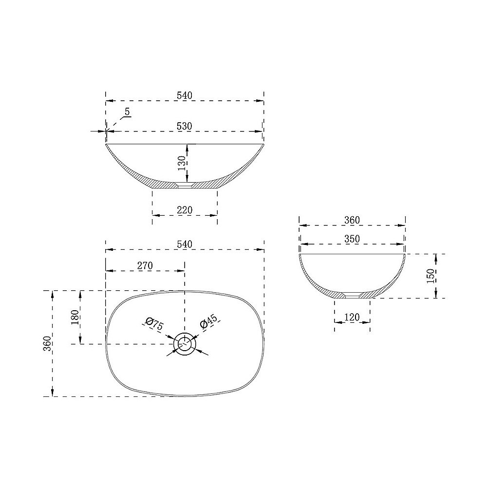 Раковина накладная Vincea 54 VBS-6T12MW белая матовая купить в интернет-магазине Sanbest