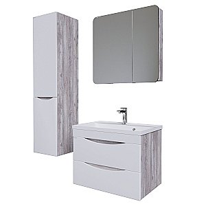 Тумба с раковиной подвесная Grossman ТАЛИС 108014 80 Бетон пайн/белый глянец для ванной в интернет-магазине Sanbest