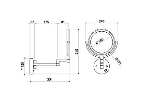 Зеркало косметическое Aquatek AQ4915BGM оружейная сталь купить в интернет-магазине сантехники Sanbest