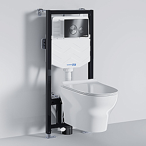 Унитаз WasserKraft Aller 10TLT.010.ME.GR02.H001 белый глянцевый, с крышкой микролифт, с инсталляцией, безободковый купить в интернет-магазине Sanbest