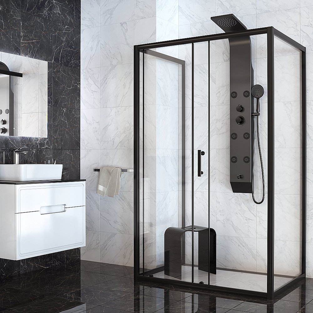 Душевая панель Taliente TA-G-A02Bb+s черная купить в интернет-магазине сантехники Sanbest