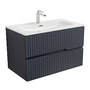 Тумба с раковиной Cezares DUET-N 80 DUET-N-800-2C-SO-GR-P+CZR-8073-80 Grafito для ванной в интернет-магазине Sanbest