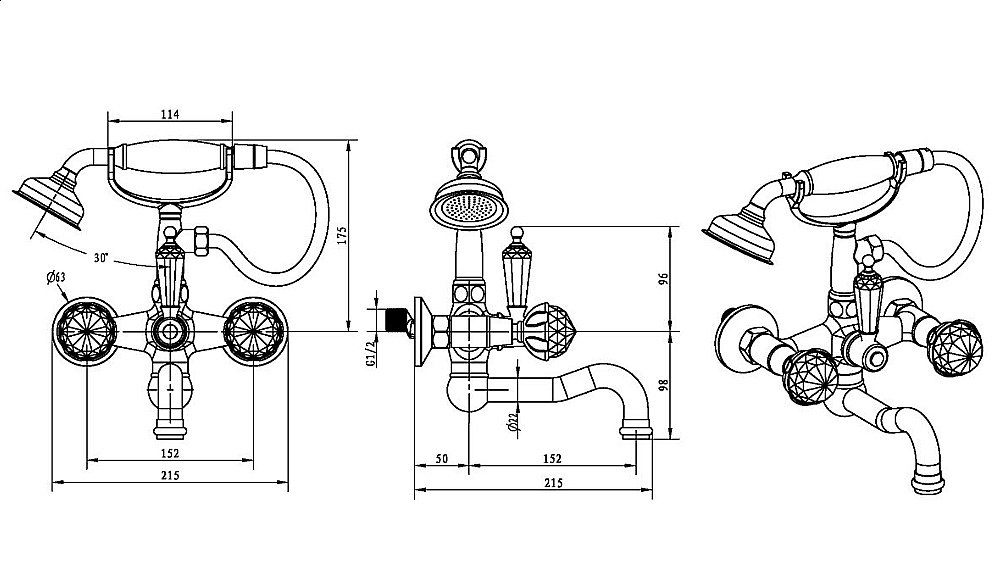 Смеситель для ванны Boheme Imperiale Presente 333 купить в интернет-магазине сантехники Sanbest