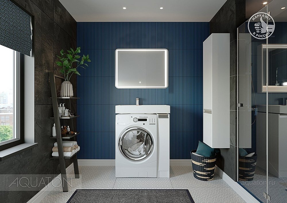 Тумба с раковиной Акватон Лондри 80 белая глянцевая для ванной в интернет-магазине Sanbest