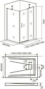 Душевой уголок Good door FANTASY WTW+SP 130x80 прозрачный с рисунком купить в интернет-магазине Sanbest