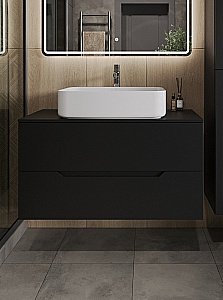 Тумба с раковиной Orange Line 100 Li-100TubMDF+B07-600W черный/белый для ванной в интернет-магазине Sanbest