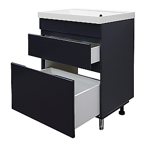 Тумба с раковиной Azario Эстима 60/2Н CS00094593 графит для ванной в интернет-магазине Sanbest