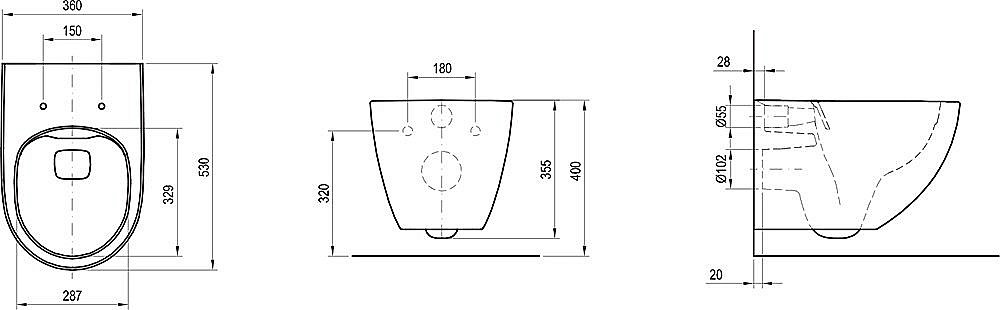 Унитаз подвесной Ravak VITA RimOFF X01860 безободковый купить в интернет-магазине Sanbest